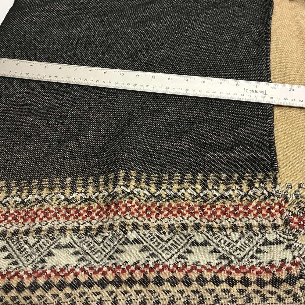 Gray Geometrical Pattern Boho Poncho OS Sustainable Tribal Quagga Green Label